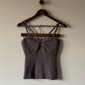 FAVORITE DAUGHTER THE LAYLA TANK BUSTIER RIBBED KNIT SWEATER TANK TOP GRAY